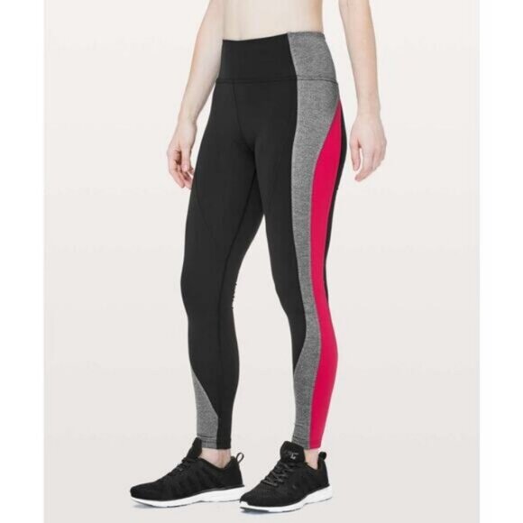 Lululemon Get Going Train Tight 28" In Heathered Black Flamenco Red Size 4 - Picture 1 of 8